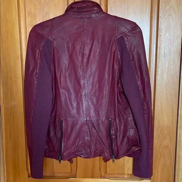 Muubaa Stunning Burgundy Leather Jacket 6 US - Picture 2 of 8